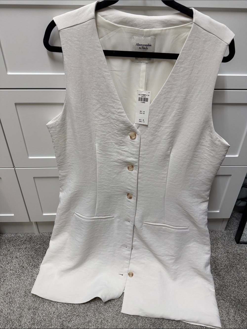 Abercrombie & Fitch Women's Cream Button-Front Vest Dress
